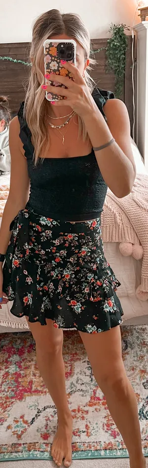 Forever 21 Floral Wrap Mini Skirt thumbnail 1