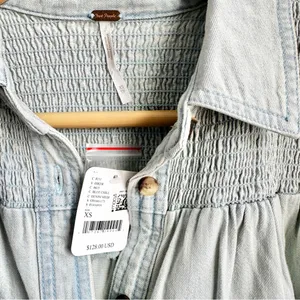 NWT Free People Vanessa Denim Mini Dress Tunic in Blue Chill thumbnail 7