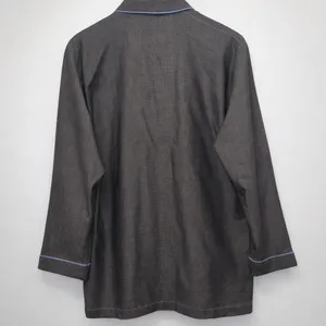 Vintage Christian Dior Pyjama Herringbone Button Front Lounge Shirt M Luxury 80s thumbnail 3