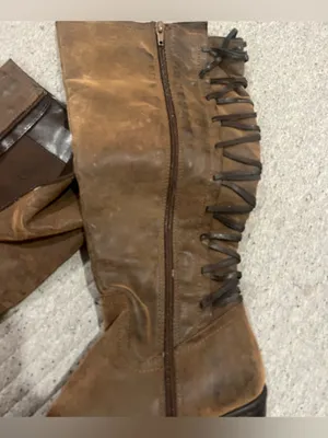 Brown Suede Mid-Heel Knee-High Lace-Up Women's Boots thumbnail 5