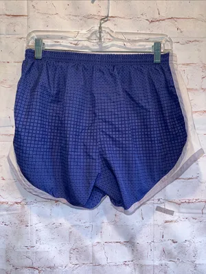 Nike Women's Purple-Blue Athletic Running Shorts White Trim dri fit Med lined thumbnail 4