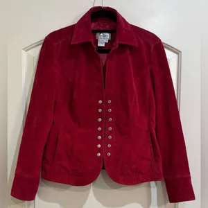 Live a Little Wine Red Suede Leather Vintage Blazer Size M thumbnail 2