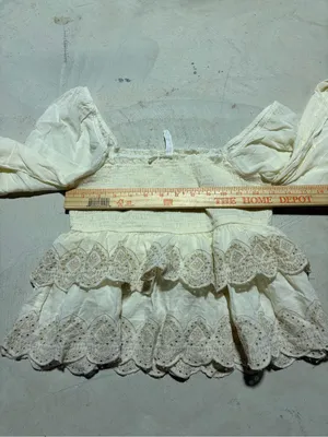American Eagle Women’s Ivory Lace Tiered Peasant Top XS boho thumbnail 5