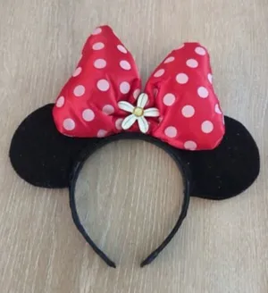 Disney Minnie Polka Dot Bow Mouse Ear Headband - Red & Black thumbnail 1