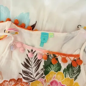 Anthropologie‎ FARM RIO Havana Floral Dress Midi Pom Poms Vacation Large Petite thumbnail 12