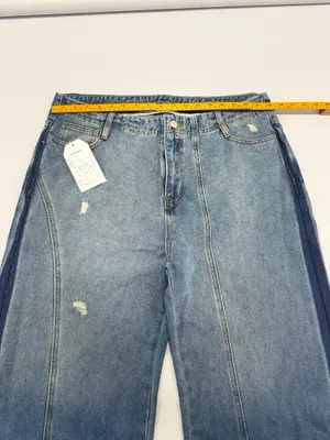 DSN Wide Leg Distressed Two Tone Blue Denim Jeans Womens Size 18 NWT thumbnail 4