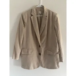 A New Day Linen Blazer Womens Medium Tan Oversized Preppy Coastal Beachy Career‎ thumbnail 2