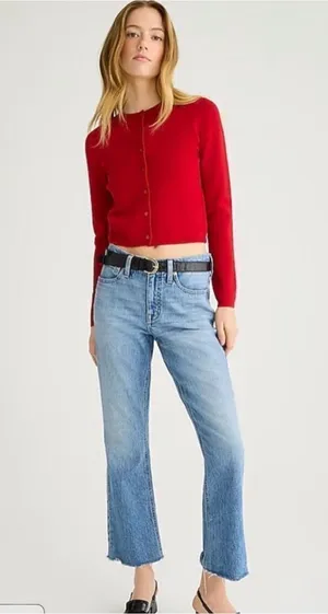 EUC J.Crew Tall 9" demi-boot crop jean in Ruby wash Sold Out Sz 28 Broken Zipper thumbnail 1