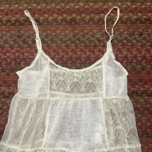 RETRO AEROPOSTALE PATCHWORK SHEER CREAM LACE CAMI TUNIC ROMANTIC BOHO thumbnail 5