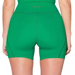 Halfdays Hattie Green High Rise Biker Performance‎ Shorts thumbnail 2