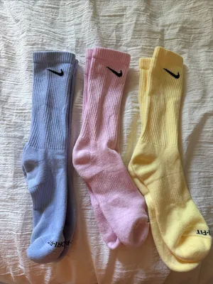 Nike Pastel Crew Socks in Blue, Pink & Yellow thumbnail 2