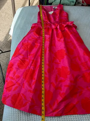 NWT Kate Spade x Target Peplum Ruffle Midi Dress Women 0 Red Pink Cocktail Party thumbnail 9