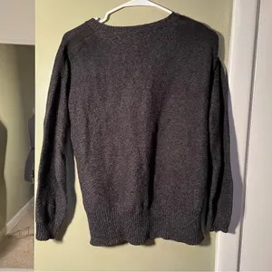 Madewell Women's Size Small Suede Stripe Texture Sweater‎ Dark Gray Crewneck thumbnail 6