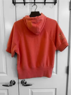 Y2K Old Navy Coral Short Sleeve Hoodie Sweatshirt XL thumbnail 5