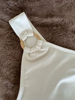 White Embellished One-shoulder Underwire One-piece Swimsuit Size 8 thumbnail 2