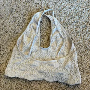 Free People Cream Textured Halter Top thumbnail 2