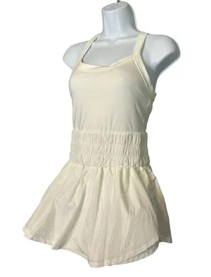Free People Way Home Skortsie White SMALL Tennis Wide Leg Athleisure Sporty thumbnail 5