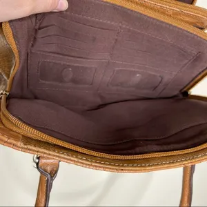 Liz Claiborne Brown Faux Leather Reptile Print Expanding Purse Bag thumbnail 10