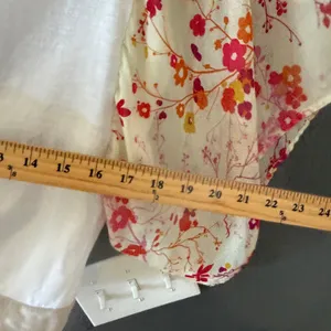 prAna Womens Small Boho Mixed Media Floral‎ Kimono Sleeve Crochet Lace Top White thumbnail 7