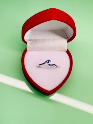 Boutique Sterling Silver wave Ring with sapphires thumbnail 3