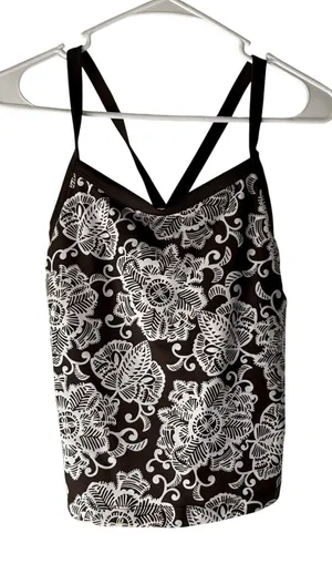 Ativa Size‎ 8 Brown Built In Bra Criss Cross Back Tankini Swimming Top thumbnail 1