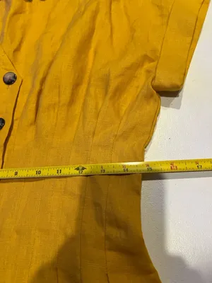 Antonio Melani, 100% linen button-down dress, mustard color, church, office 2 thumbnail 4