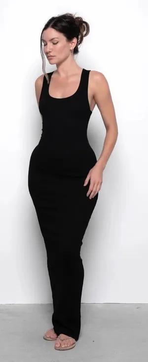 Vici collection Ribbed Racerback Maxi Dress Black size large Bodycon/slinky thumbnail 1