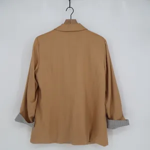 Genhoo Blazer Womens XL Shawl Lapel Tan Striped Cuff Single Button Excellent thumbnail 5