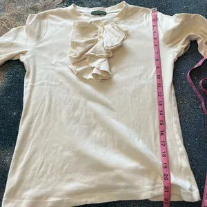 Lauren Jeans Co Ruffle Front ¼-Button Long Sleeve White Top Preppy M Blouse Y2K thumbnail 13