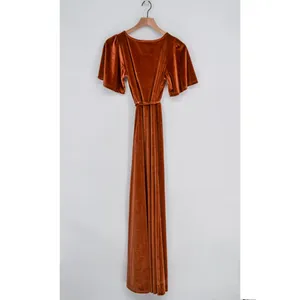 Baltic Born Meghan Velvet Wrap Maxi Dress Womens XS Spice Brown Bridesmaid Party thumbnail 3