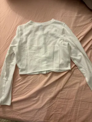 H&m cropped button up sweater knit white size small thumbnail 3