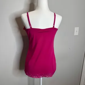 Fashion Bug Y2K Lace Trim Cami Size M Hot Pink Preppy 90s Coquette Babydoll Feminine 2000s thumbnail 2