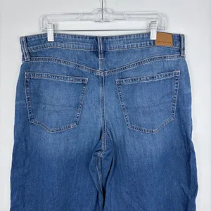 American Eagle Stretch Super High Rise Baggy Wide Leg Jeans Medium Wash Size 18S thumbnail 6