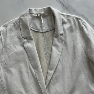Free People Simply Perfect Linen Blazer Natural Tan Medium Oversized Jacket M thumbnail 6
