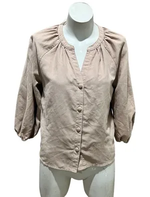 Marc New York Women's Pink V-Neck 3/4 Sleeve Blouse Size S thumbnail 1