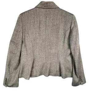 Chaps Women's Gray Wool Blend Blazer Jacket Career‎ Business Herringbone Size L thumbnail 2