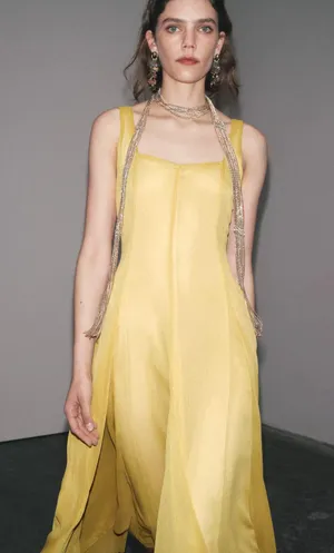 Zara butter mustard Yellow Maxi Dress flowy bohemian midi summer vacation thumbnail 13