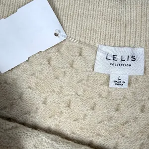 Le Lis Corset Style Cable Knit Top Sweater Top Size Large Cream NWT thumbnail 3