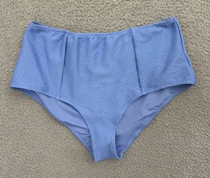 NWT Aerie Swim High Waisted Full Coverage Bikini Bottom‎ Blue Women Large thumbnail 1