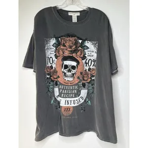 Urban Outfitters Project Social‎ T Gray Skull OS Oversized Floral Paris Grunge thumbnail 2