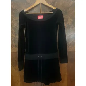 Vintage Y2K JUICY COUTURE Velour Mini Dress Long Sleeve Size XS-S Black P thumbnail 3
