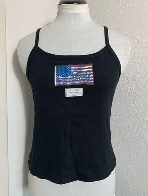 Sturgis South Dakota 2000 Y2K vintage women’s black American flag tank top M thumbnail 1