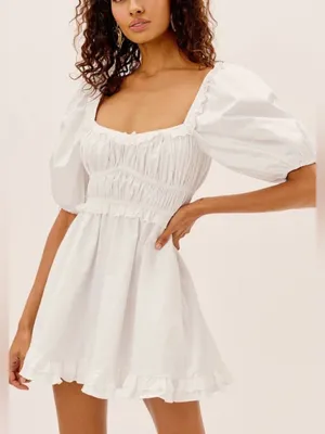 For Love & Lemons Jackson White Ruffle lace Babydoll Mini Dress size XS $198 thumbnail 2
