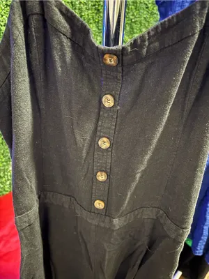 Zara Black Button-Front Wide-Strap Jumpsuit thumbnail 2