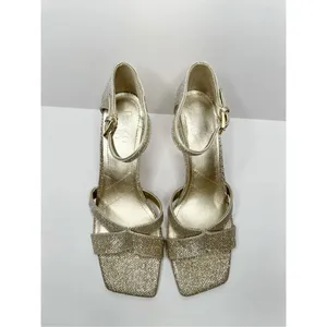 Franco Sarto‎ Sandals Size 9 Gold Leather Ankle Strap Square Toe Dress Heels NEW thumbnail 7
