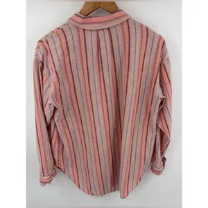 Anthropologie Maeve Lida linen blend pink striped 1/4 button blouse women’s S thumbnail 7