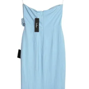 NWT Lulus Elegant Finesse Pleated Cutout Strapless Bodice Maxi Dress S Blue thumbnail 7