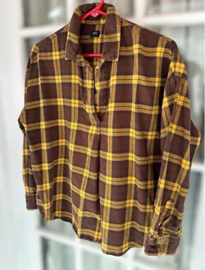 Uniqlo Women’s Medium Oversized Flannel Relaxed Fit Scooped Hem Shirt Lumberjack thumbnail 9