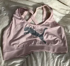 Puma 2X light pink criss cross sports bra thumbnail 1