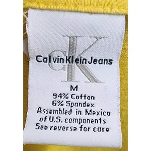 Vintage Calvin Klein Jeans Womens Size M V-Neck Tee Shirt‎ Yellow thumbnail 3
